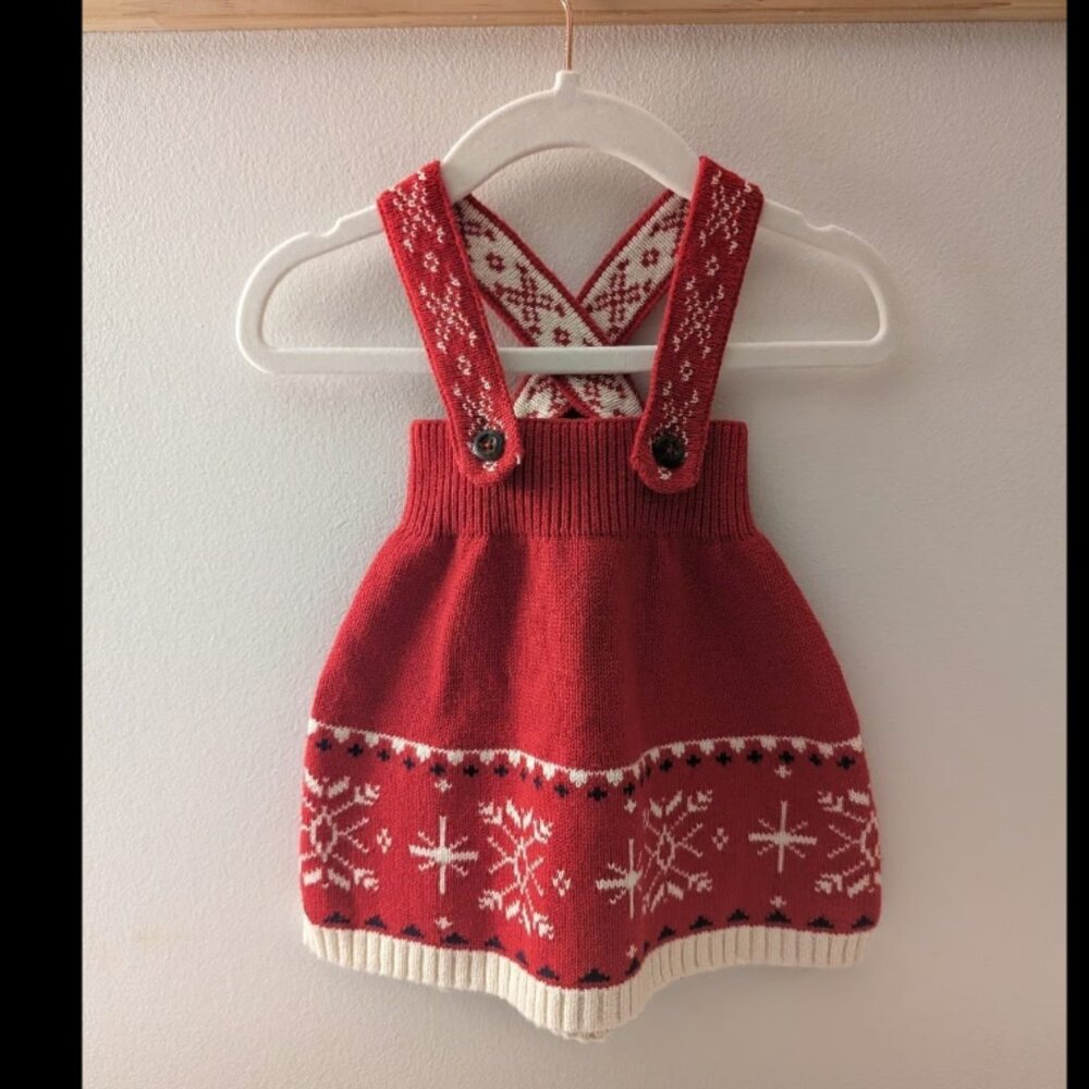Hanna Andersson Christmas Snowflake Sweater Dress Baby Girl 3-6m